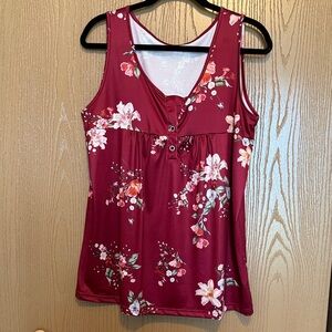 Burgundy Floral Tank Top
